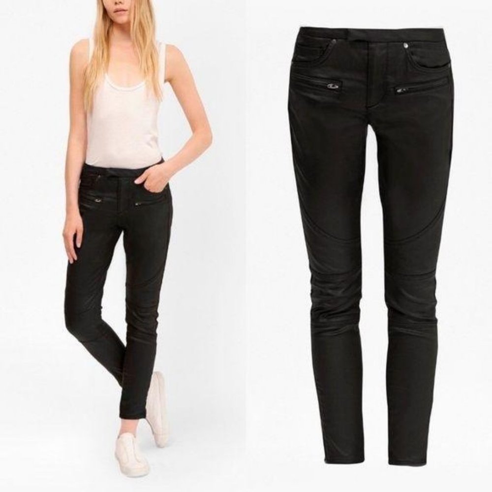 FCUK The ReboundSkinny Leather Look Moto Jeans Zip